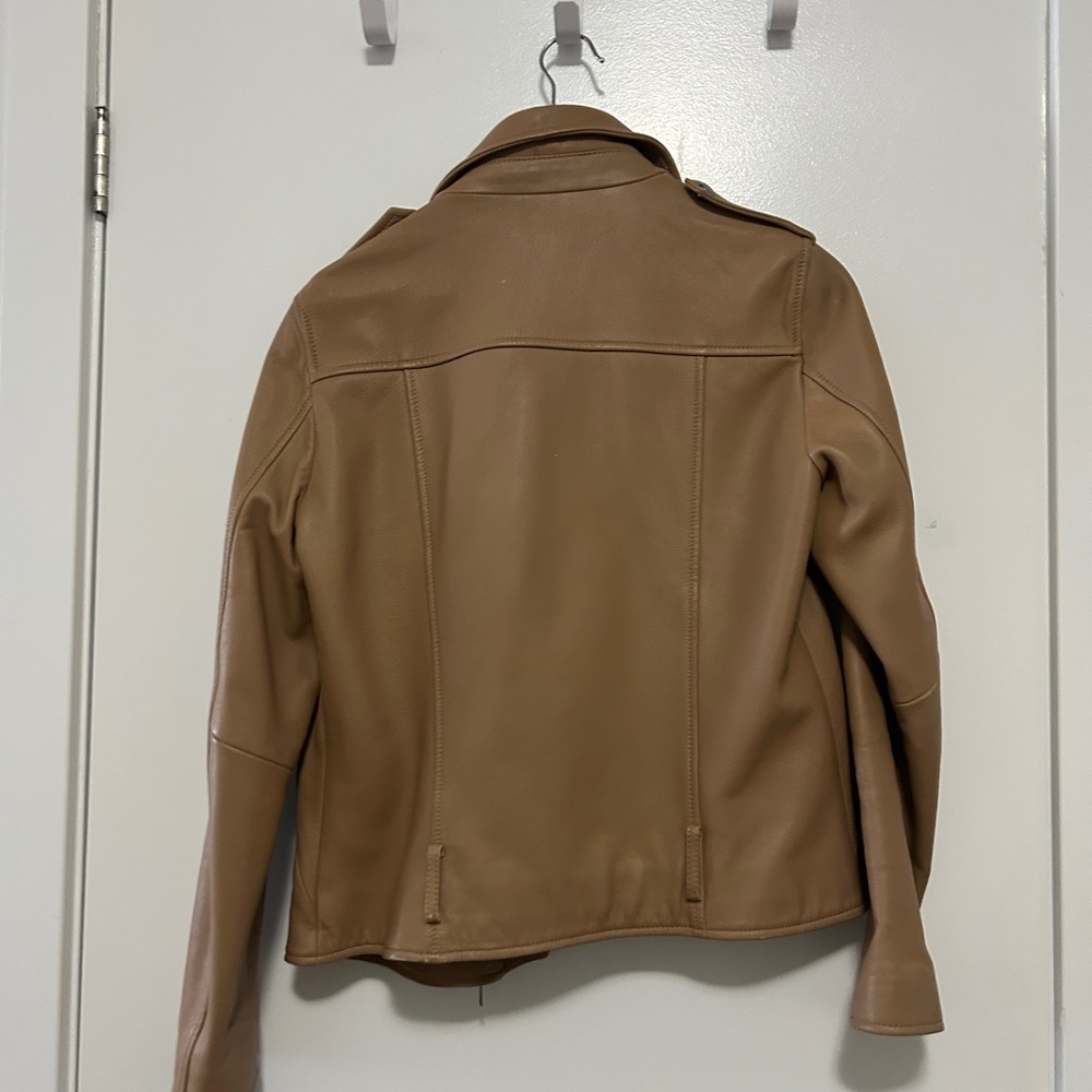 Massimo Dutti Tan Leather Biker Jacket - Picture 2 of 2